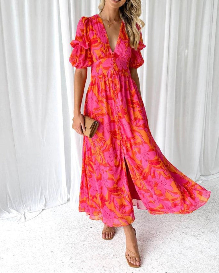 Derana - Maxi jurk rood roze