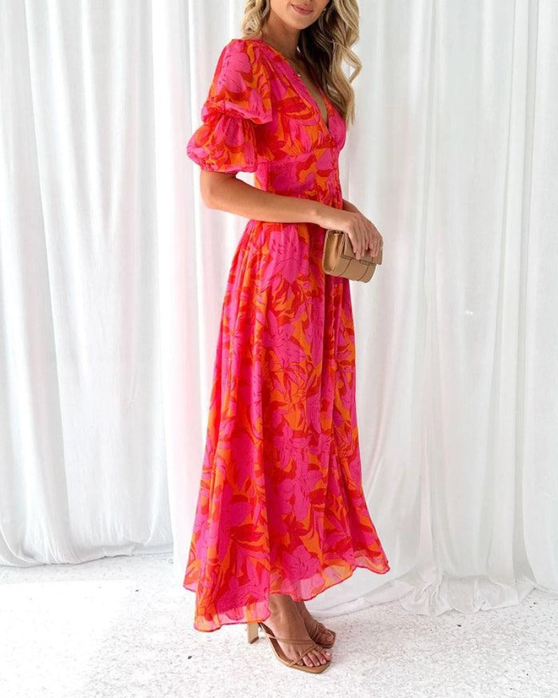 Derana - Maxi jurk rood roze
